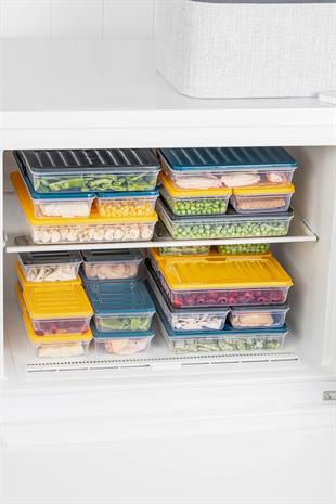 6lı Buzdolabı Organizer Mikrodalga Ve Difrize Uygun Saklama Kabı Antrasit 6 X 600 ml