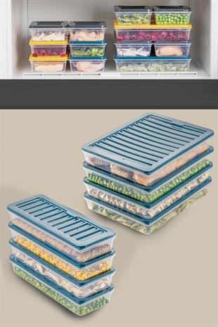 8li Mikrodalgaya Uyumlu Erzak Kabı Petrol 4x2400 Ml- 4x1170 ml