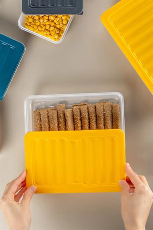 8li Saklama Kabı , Mikrodalga Uyumlu Erzak Saklama Kabı Antrasit 8 X 2400 ml