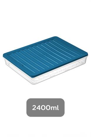 Buzdolabı Organizer Mikrodalga Ve Difrize Uygun Saklama Kabı Petrol 1 X 2400ml