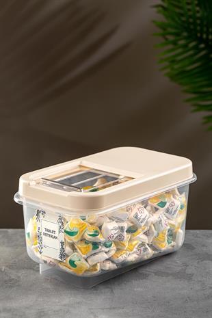 Kayar Kapaklı 7,5 Lt Tablet Deterjan Saklama Kutusu - Etiketli Deterjan Saklama Kabı 