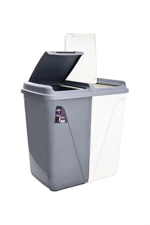 Mega Duo İki Bölmeli Kirli Çamaşır Sepeti - Banyo Çamaşır Sepeti Renkliler & Beyazlar 90 Lt