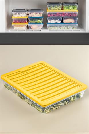 Mikrodalga Uyumlu Saklama Kabı, Erzak Kabı Sarı 1 X 2400ml
