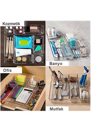 Modüler Çekmece İçi Düzenleyici, Makyaj Takı Düzenleyici - Ofis Masaüstü Organizer 22,5 x 15 cm