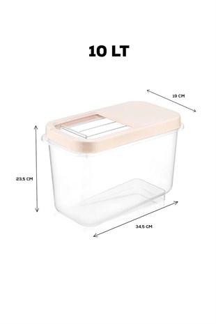 Multibox 10 Lt Bakliyat Saklama Kabı - Kayar Kapaklı Erzak Saklama Kabı Un Kabı 