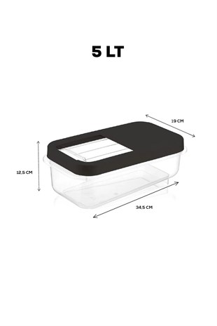 Multibox 5 Lt Bakliyat Saklama Kabı - Kayar Kapaklı Erzak Saklama Kabı Un Kabı 