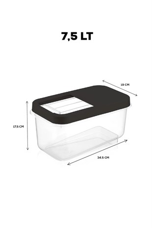 Multibox 7,5 Lt Bakliyat Saklama Kabı - Kayar Kapaklı Erzak Saklama Kabı Un Kabı 
