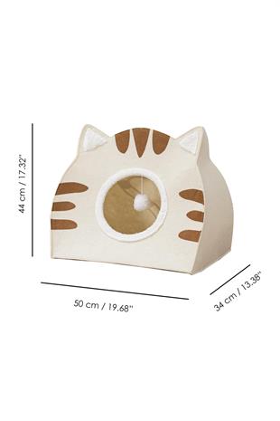 Taşınabilir Kedi Küçük Irk Köpek Evi Yuvası Ergonomik Yatak Keçe Krem 44x50x34cm