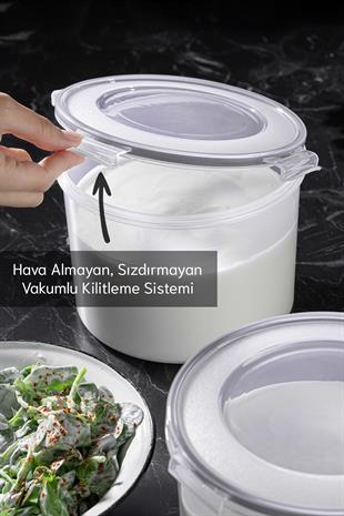 Vakum Kapaklı Yoğurt Kefir Mayalama Kabı - Sızdırmaz Contalı Saklama Kabı 2,5 Lt