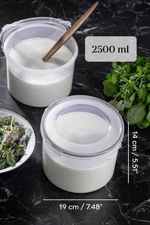 Vakum Kapaklı Yoğurt Kefir Mayalama Kabı - Sızdırmaz Contalı Saklama Kabı 2,5 Lt