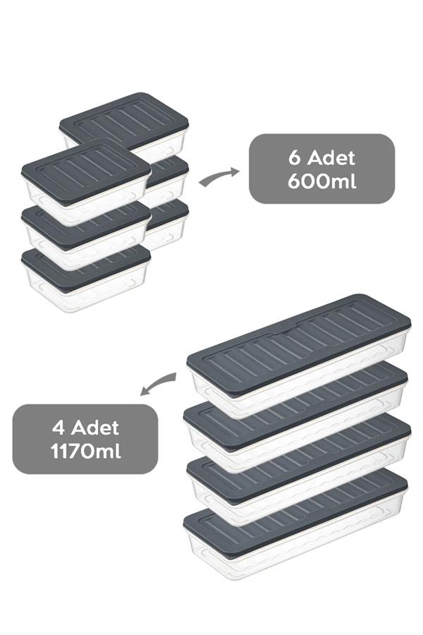 10'lu Buzdolabı Organizer Mikrodalga Ve Difrize Uygun Saklama Kabı