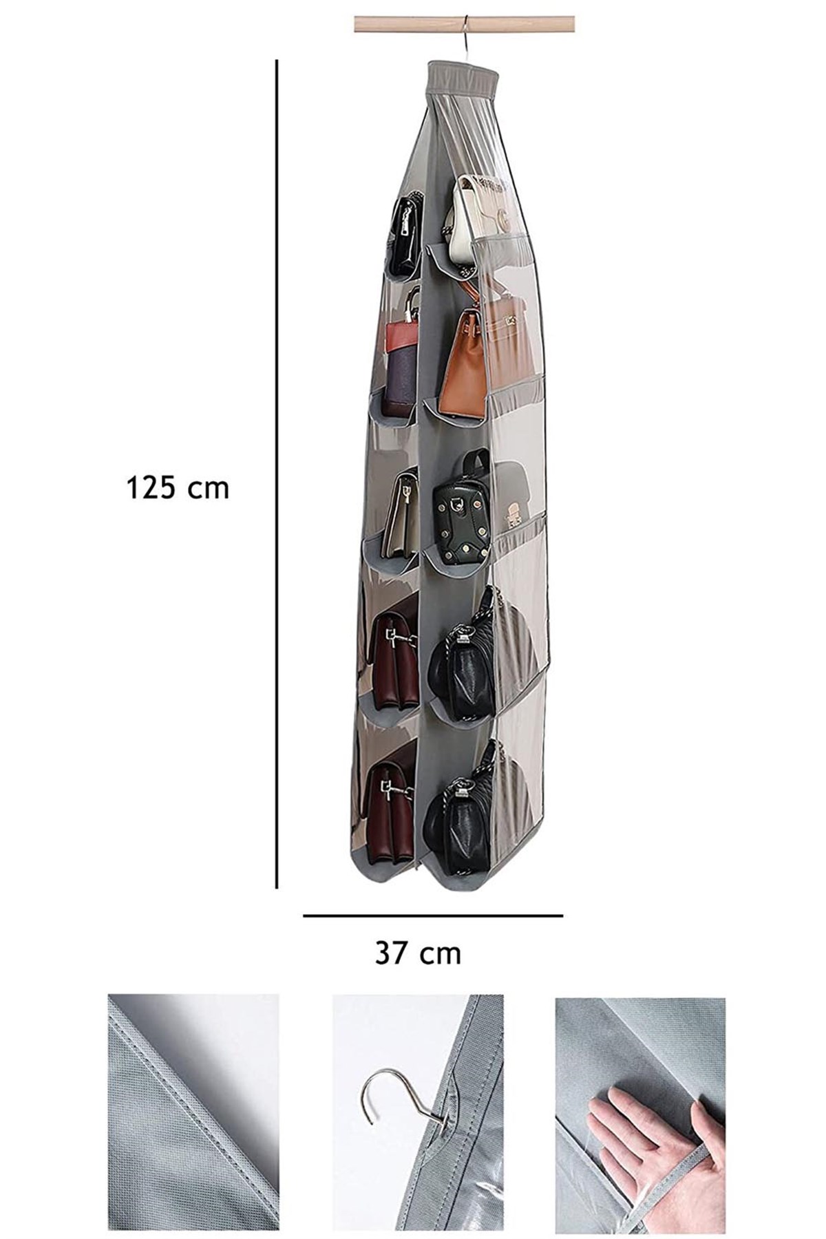 10 Cepli Dolap İçi Çanta Düzenleyici - Şeffaf Pencereli Ayakkabı Çanta  Organizeri | MELENİ HOME
