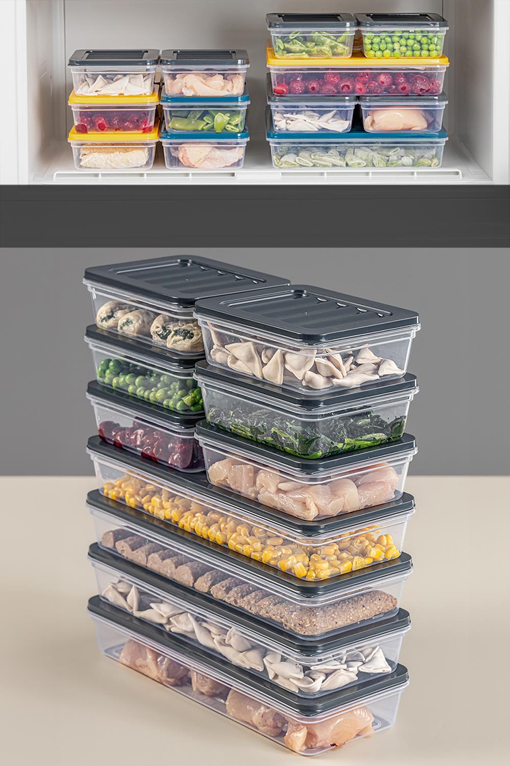 10'lu Buzdolabı Organizer Mikrodalga Ve Difrize Uygun Saklama Kabı