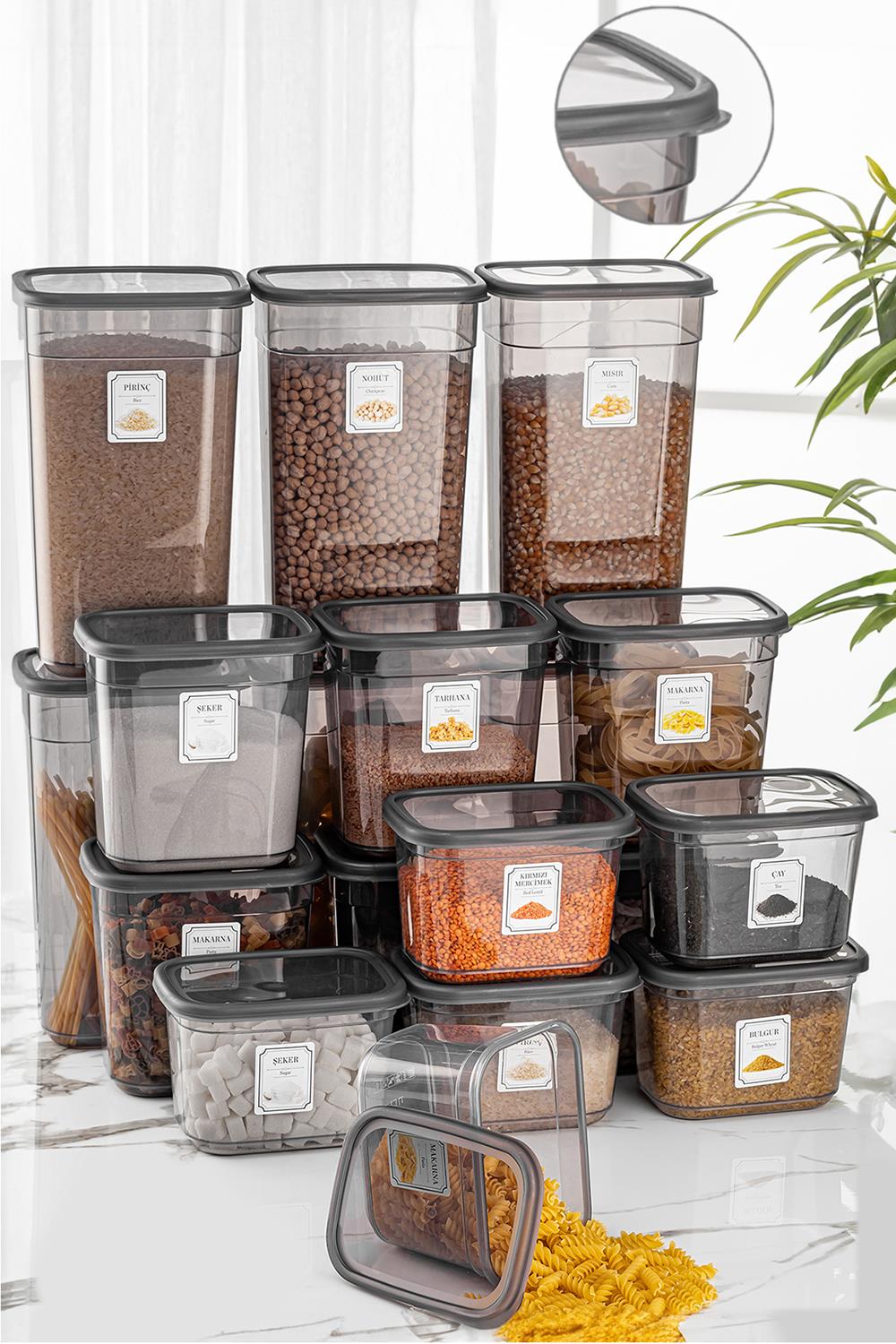 18'li Etiketli Multi Dikdörtgen Saklama Kabı Mikrodalga ve Difriz