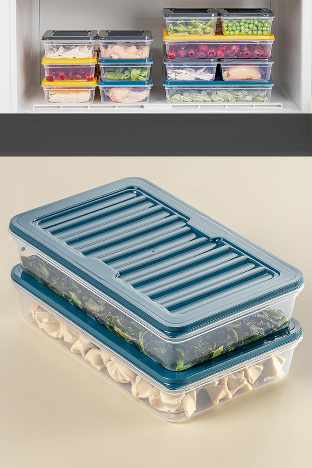 2'li Buzdolabı Organizer Mikrodalga Ve Difrize Uygun Saklama Kabı Petrol 2 X 1200 ml