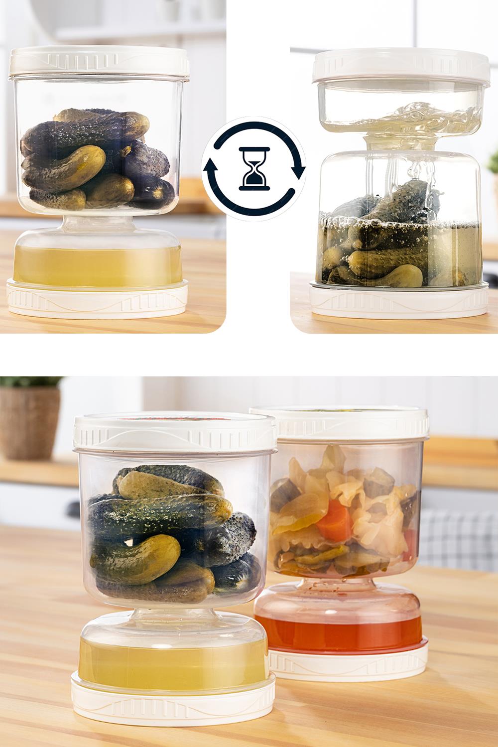 2'li Süzgeçli Sızdırmaz Turşuluk Çevir Kullan Zeytinlik Saklama