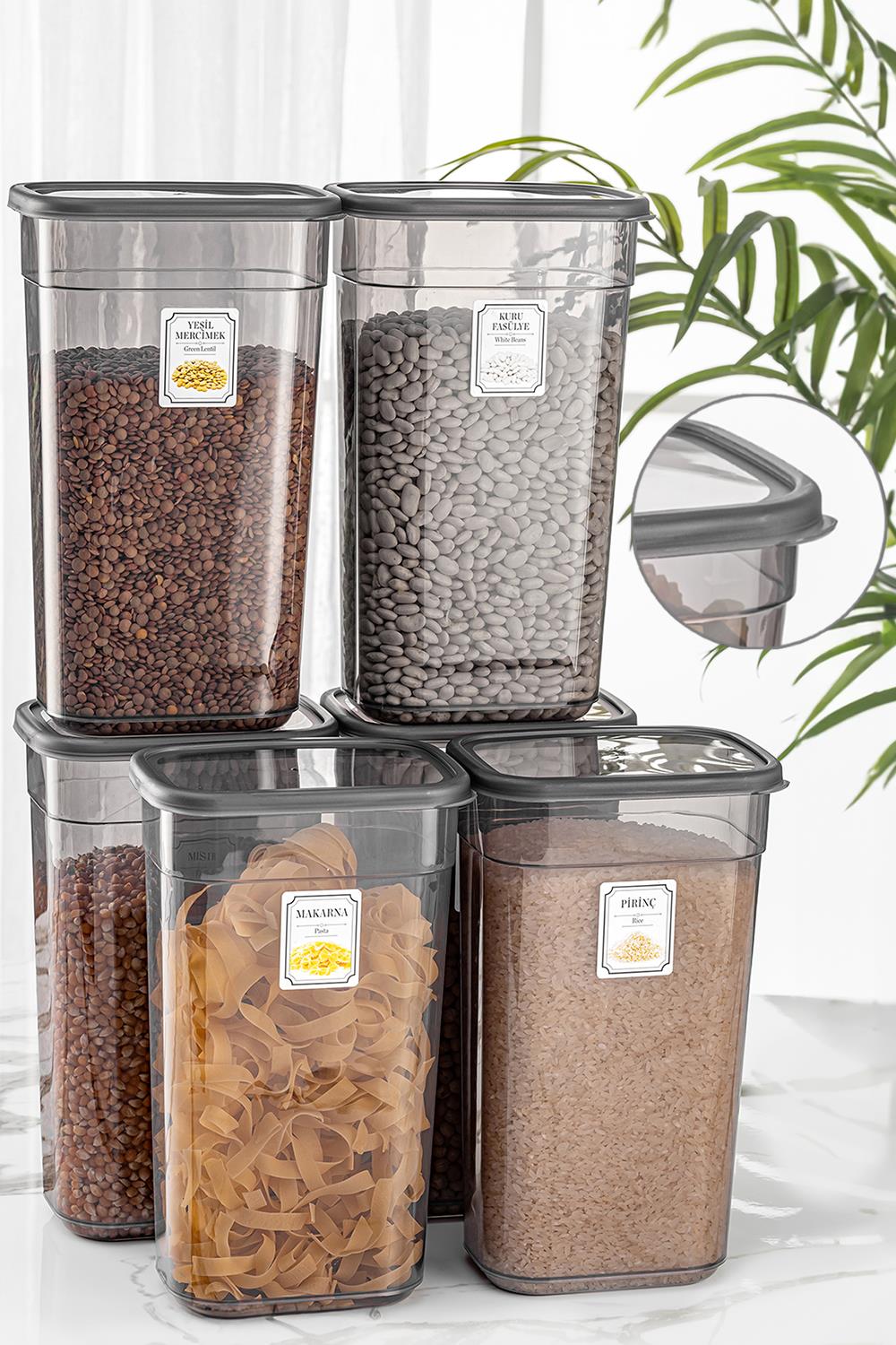 6'lı Jumbo Boy Etiketli Dikdörtgen Saklama Kabı Seti Mikrodalga ve Difriz Uyumlu 6x3200 ml