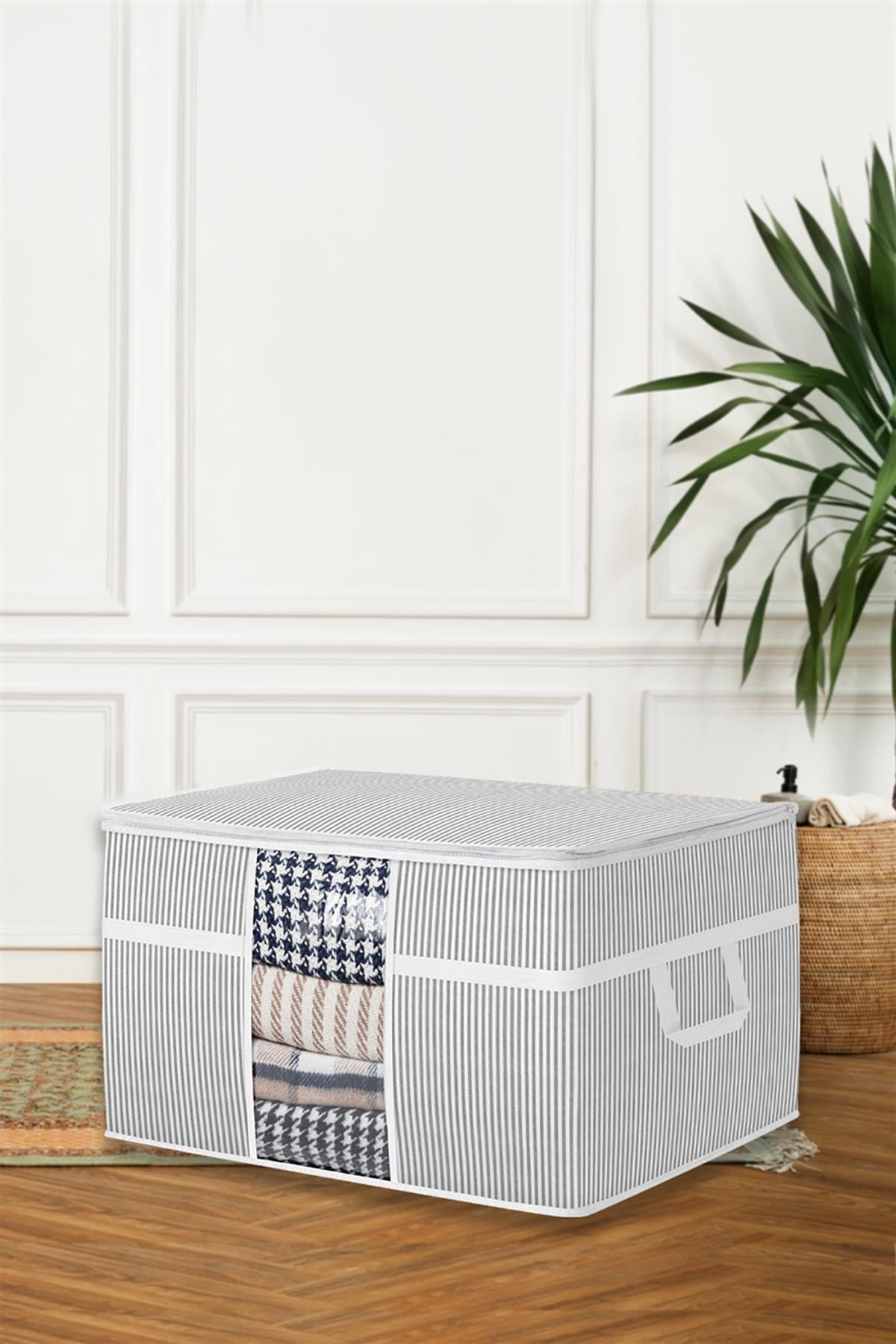 Maxi Pencereli Baza Altı Hurç - Çekyat Baza Tipi Yastık Kıyafet Saklama Hurcu  45 x 40 x 30 cm