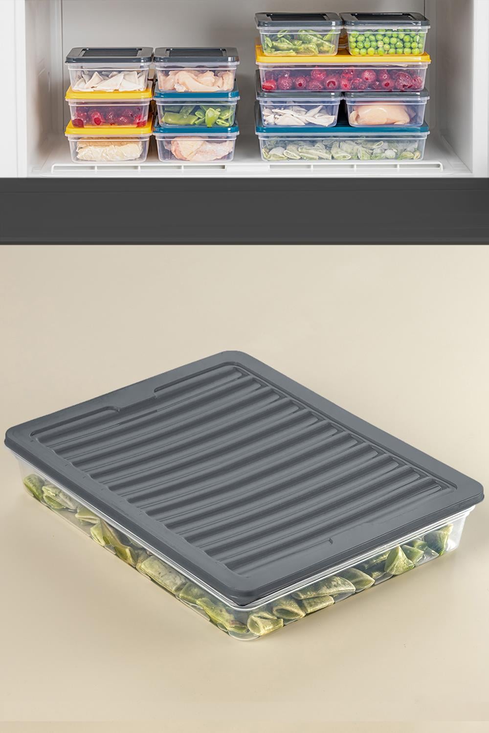 Mikrodalga Uyumlu Saklama Kabı Erzak Kabı Antrasit 1 X 2400ml