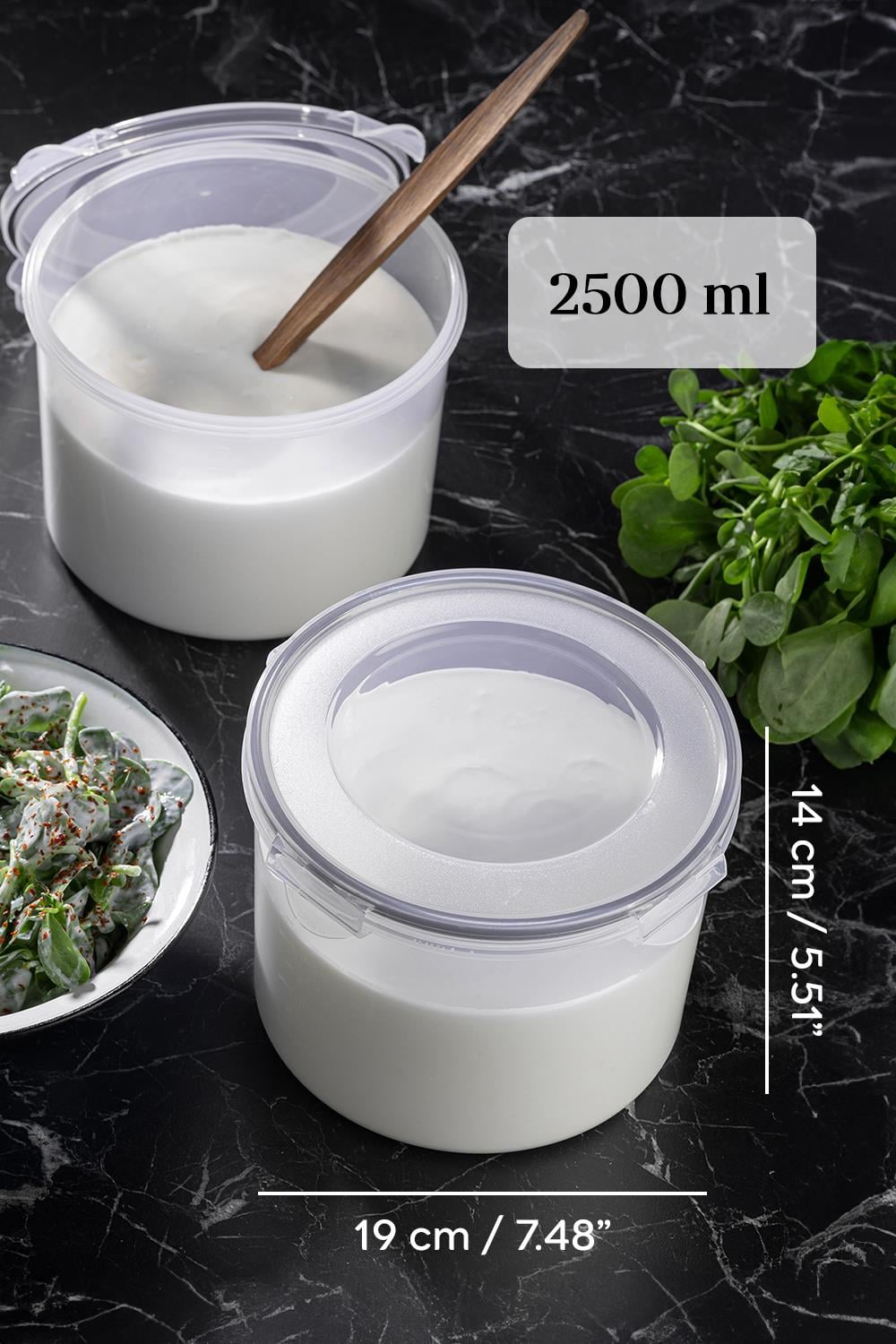 Vakum Kapaklı Yoğurt Kefir Mayalama Kabı - Sızdırmaz Contalı Saklama Kabı 2,5 Lt