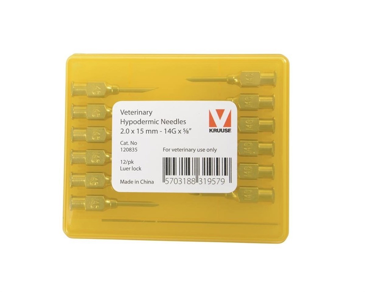 KRUUSE-VET Enjektör İğnesi (14Gx5/8) 2.0 x 15 mm - 12/pk