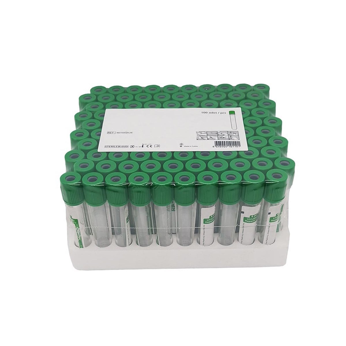 Lityum Heparinli Tüp 2 Ml. (Yeşil Kapak)