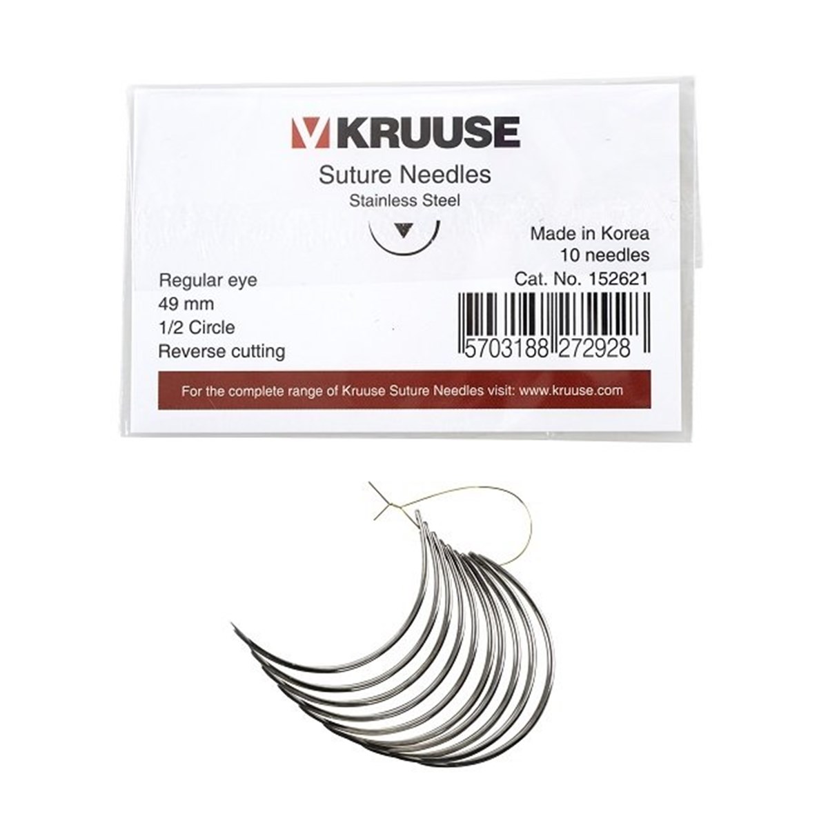 Veteriner Sütür İğnesi. Regular Eye. 1/2. Keskin. 49 mm. 10/pk