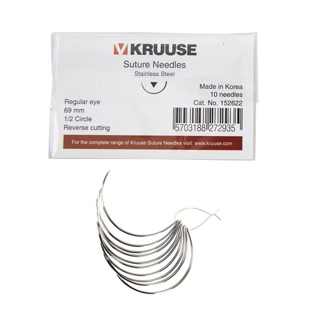 Veteriner Sütür İğnesi. Regular Eye. 1/2. Keskin. 69 mm. 10/pk