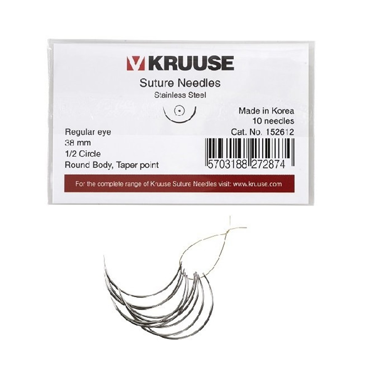 Veteriner Sütür İğnesi. Regular Eye. 1/2. Yuvarlak. 38 mm. 10/pk