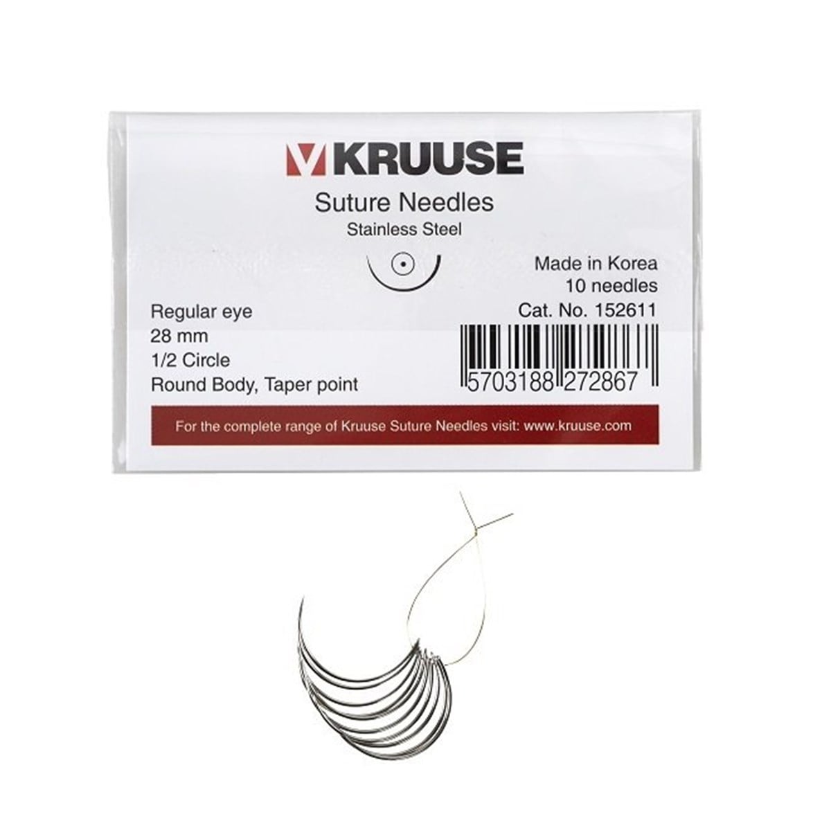Veteriner Sütür İğnesi. Regular Eye. 1/2. Yuvarlak. 28 mm. 10/pk