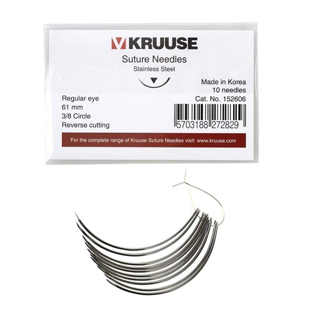 Veteriner Sütür İğnesi. Regular Eye. 3/8. Keskin. 61 mm. 10/pk