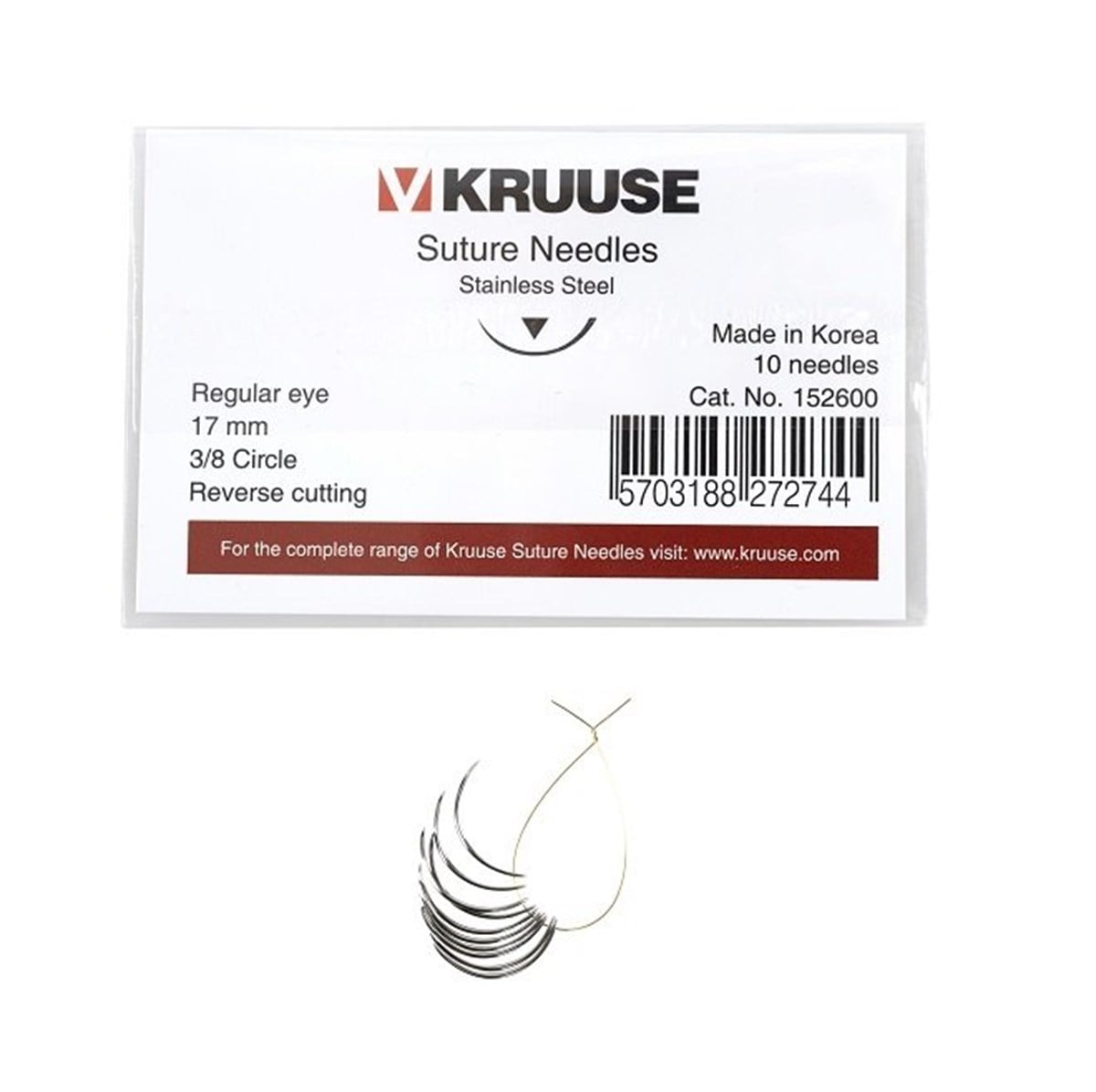 Veteriner Sütür İğnesi. Regular Eye. 3/8. Keskin. 17 mm. 10/pk