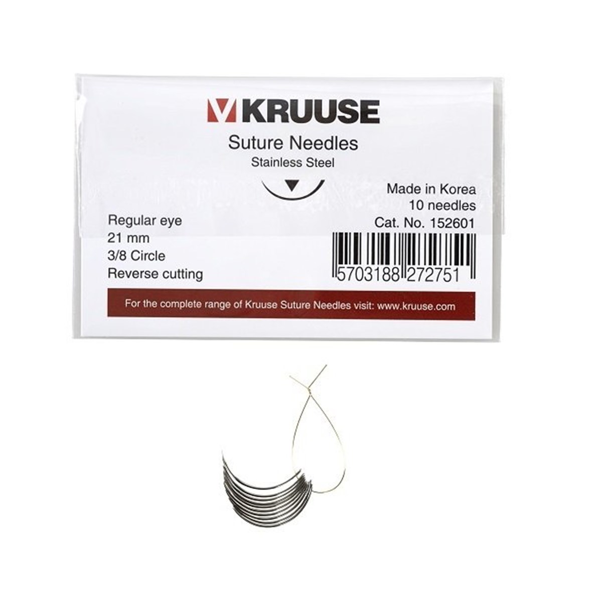 Veteriner Sütür İğnesi. Regular Eye. 3/8. Keskin. 21 mm. 10/pk
