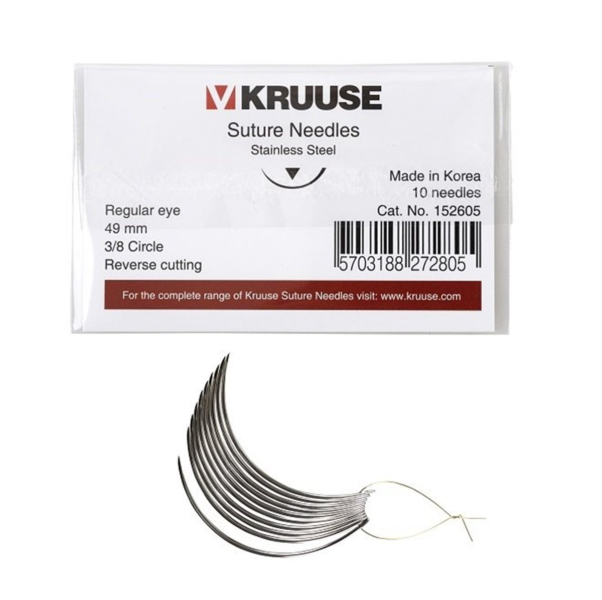 Veteriner Sütür İğnesi. Regular Eye. 3/8. Keskin. 49 mm. 10/pk