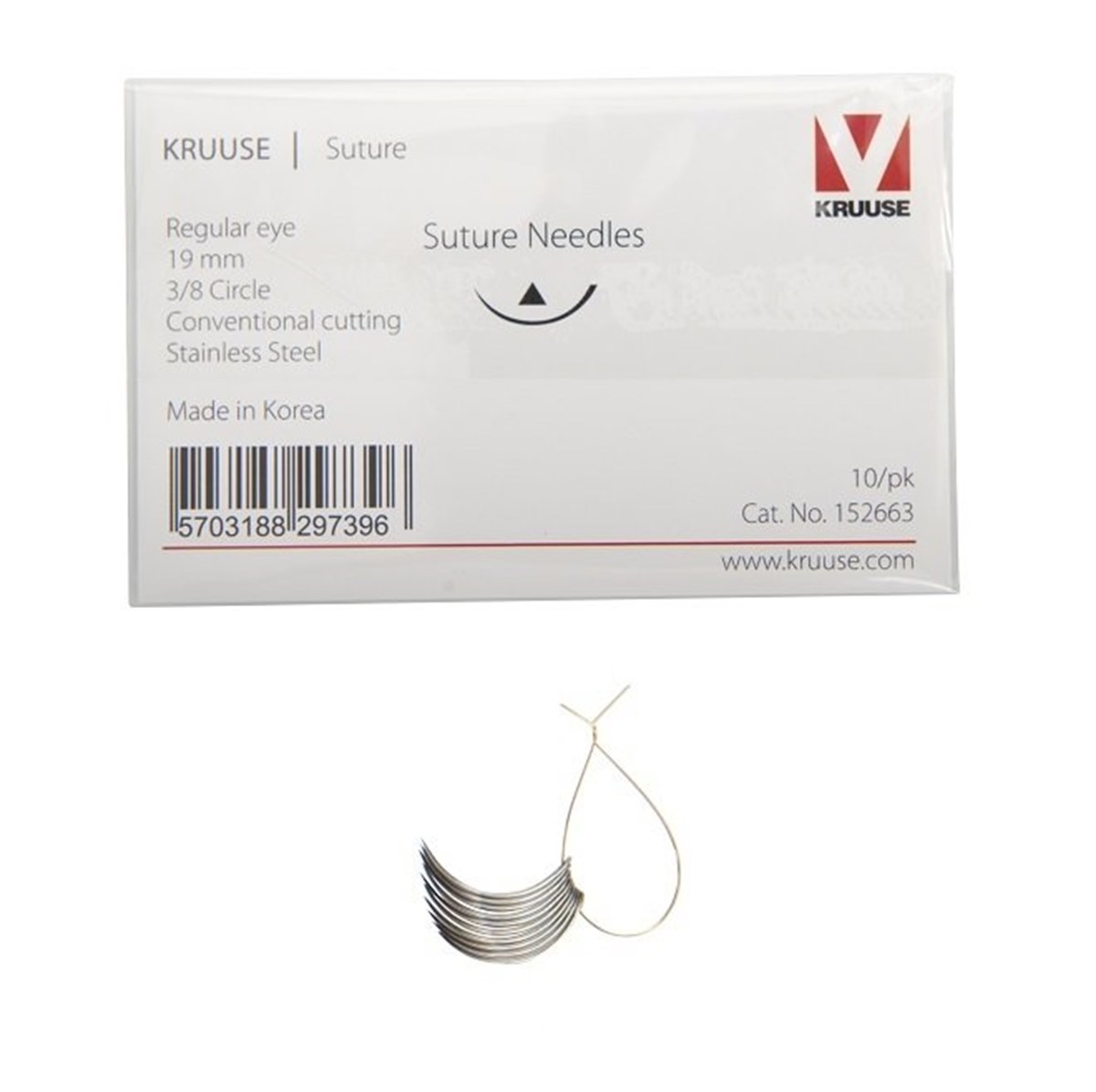 Veteriner Sütür İğnesi. Regular Eye. 3/8. Keskin. 19 mm. 10/pk