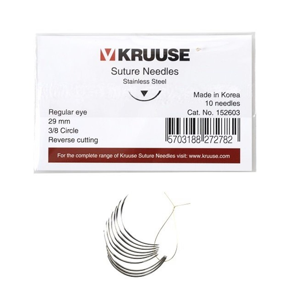 Veteriner Sütür İğnesi. Regular Eye. 3/8. Keskin. 29 mm. 10/pk