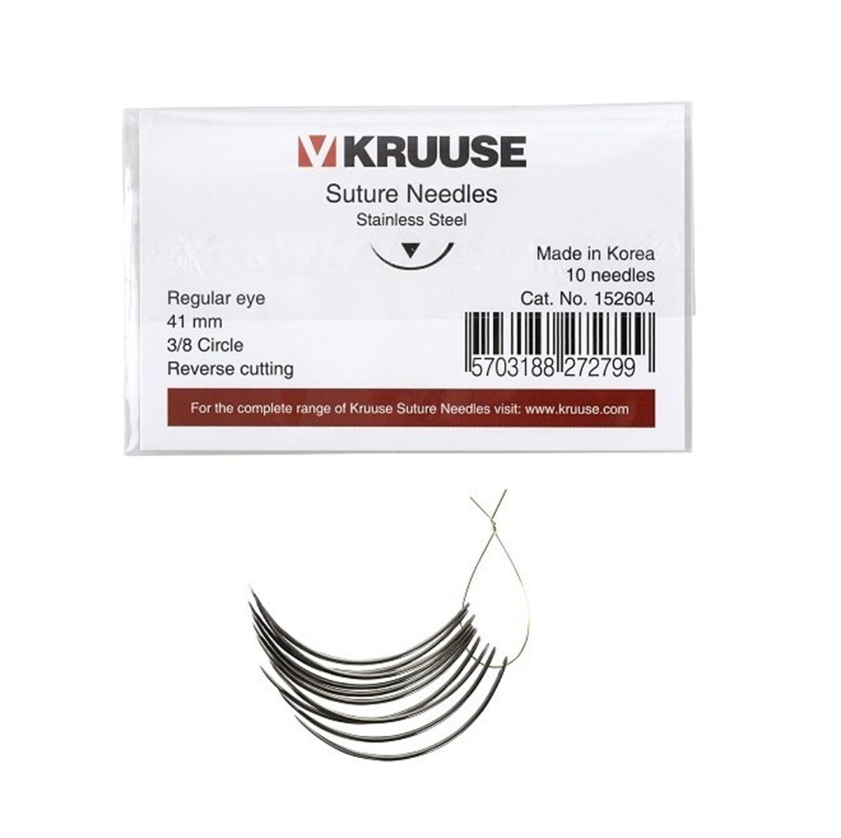 Veteriner Sütür İğnesi. Regular Eye. 3/8. Keskin. 41 mm. 10/pk