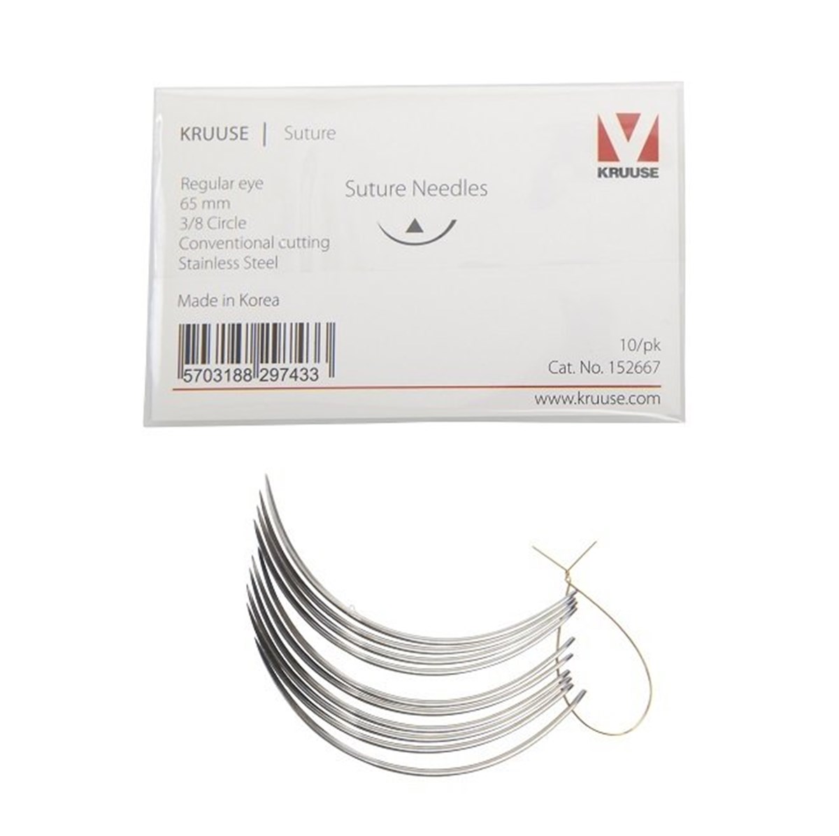 Veteriner Sütür İğnesi. Regular Eye. 3/8. Keskin. 65 mm. 10/pk