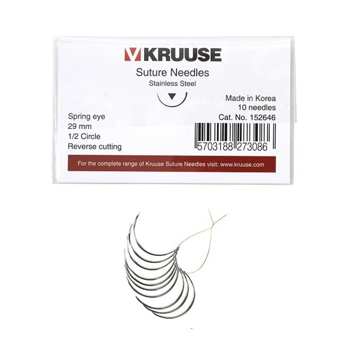 Veteriner Sütür İğnesi. Spring Eye. 1/2. Keskin. 29 mm. 10/pk