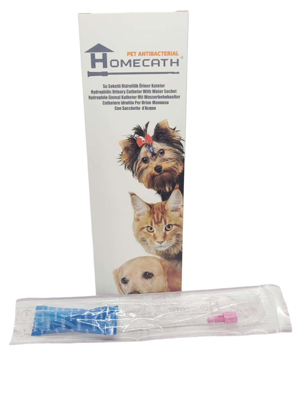 Kedi İdrar Sondası Su Soketli 1.0*130 Mandrenli Pembe