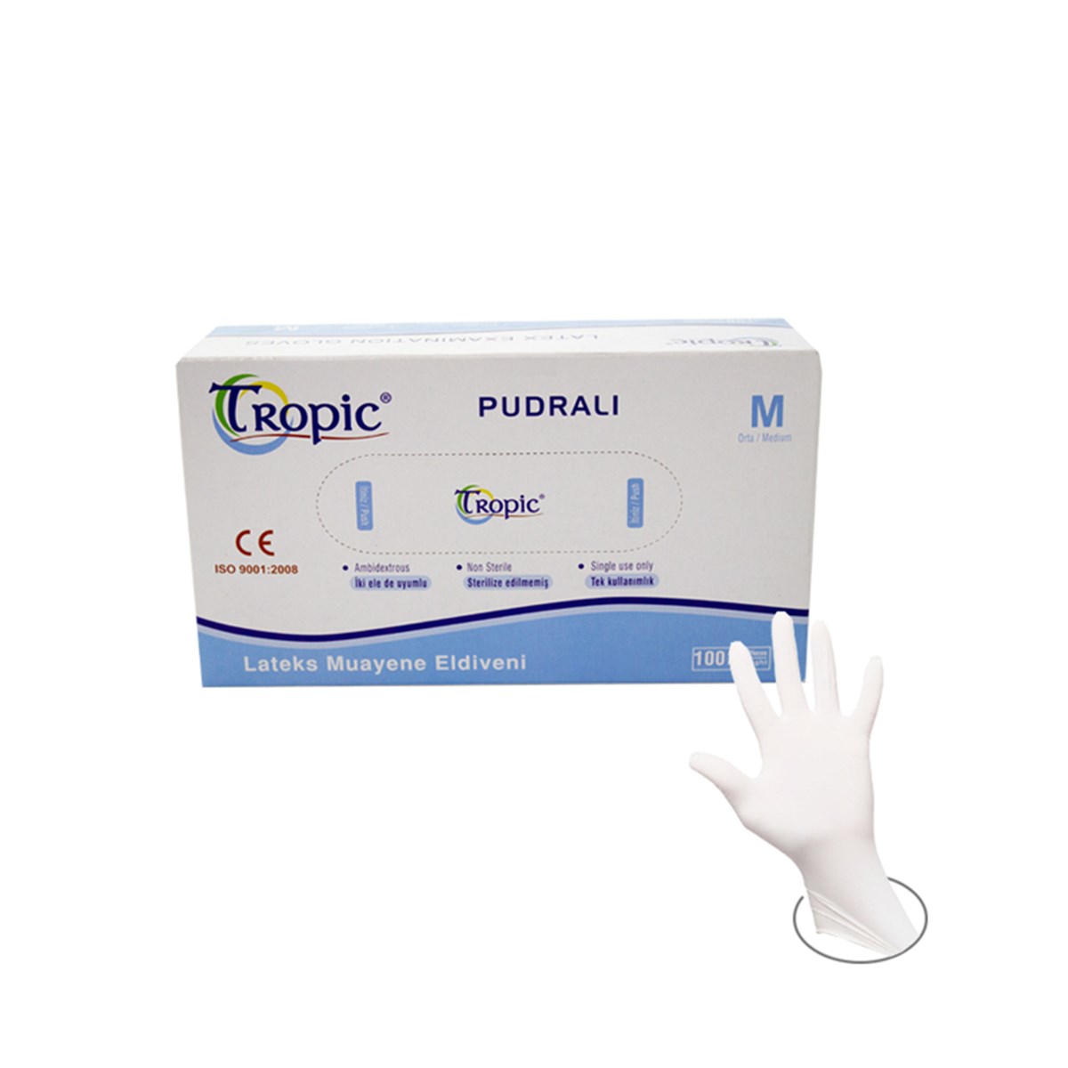 Lateks Muayene Eldiveni Pudralı M