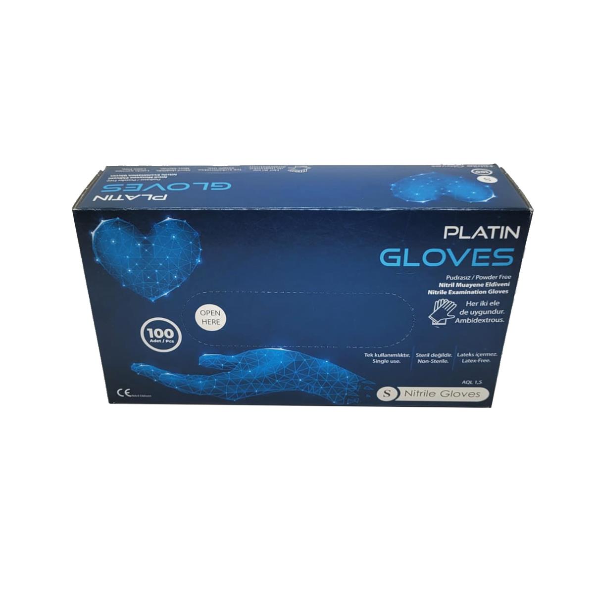 Nitril Muayene Eldiveni Pudrasız (Platin) S 100 Ad.