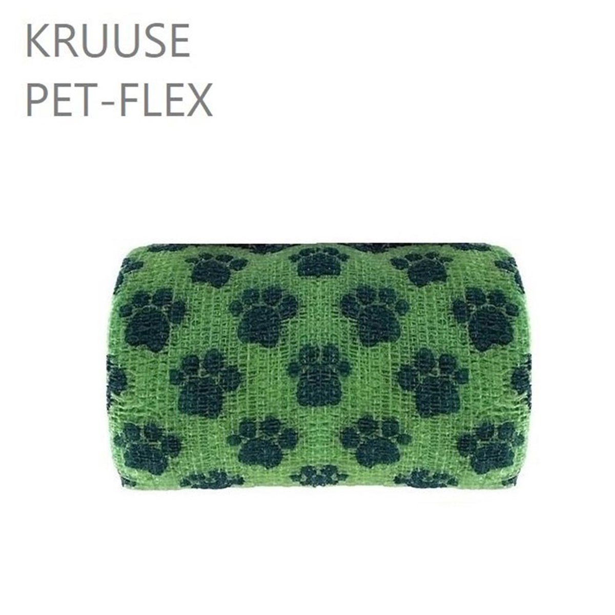 PET-FLEX Bandaj. 10 cm x 4.5 mt. Yeşil. Pati Desenli