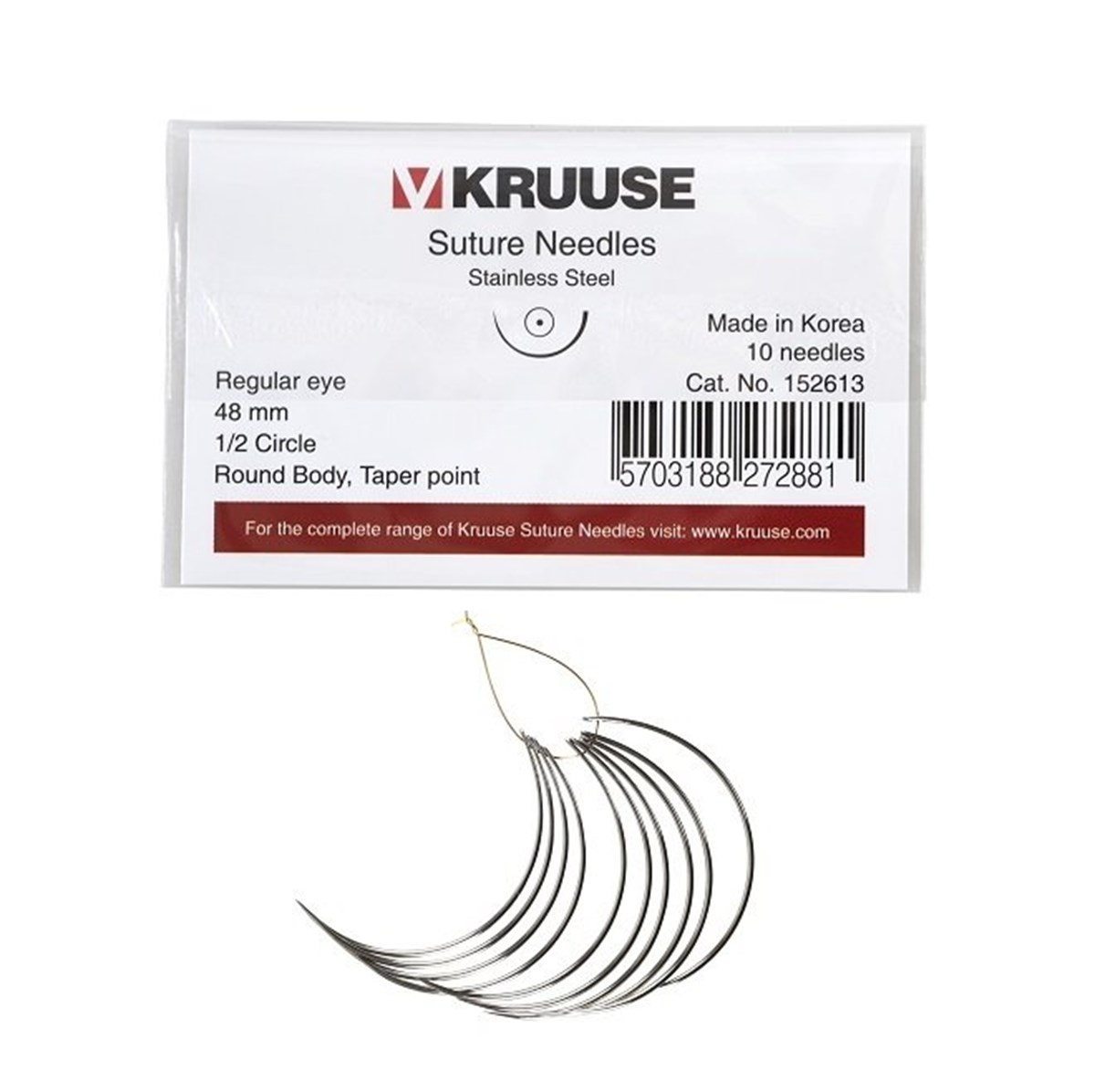 Veteriner Sütür İğnesi. Regular Eye. 1/2. Yuvarlak. 48 mm. 10/pk