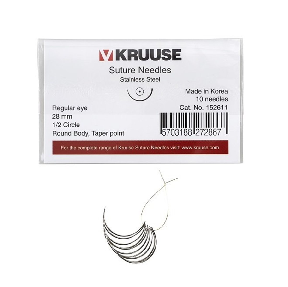 Veteriner Sütür İğnesi. Regular Eye. 1/2. Yuvarlak. 28 mm. 10/pk