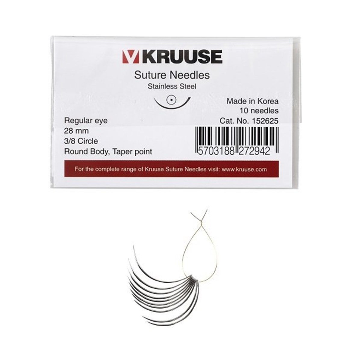 Veteriner Sütür İğnesi. Regular Eye. 3/8. Yuvarlak. 28 mm. 10/pk