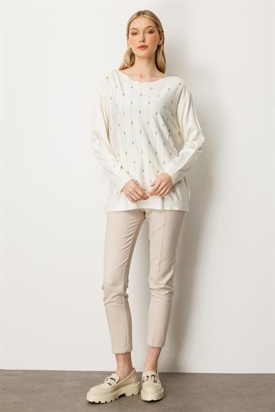 Mutlu Ertan Kadın Triko Bluz Ekru 20189