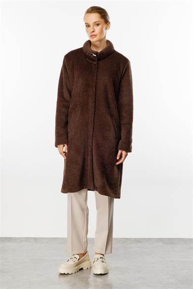 Mutlu Ertan Kadın Yaka Detaylı Angored Kaban Kahve 30188