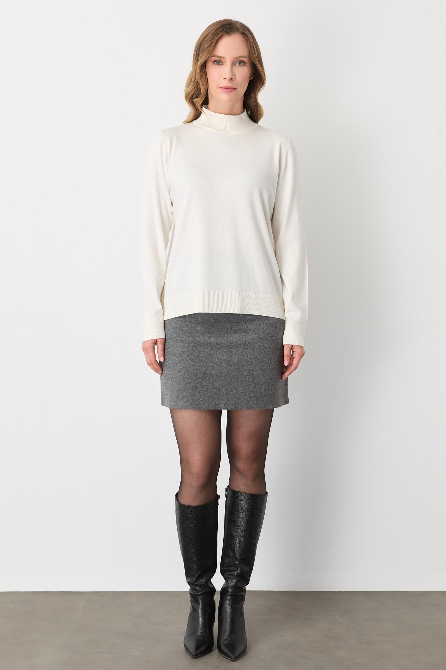 Mutlu Ertan Kadın Balıkçı Yaka Triko Ekru 20264