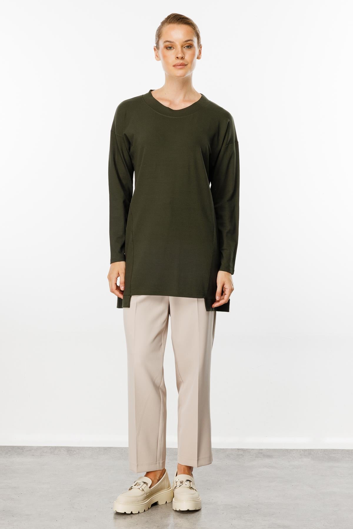 Mutlu Ertan Kadın Basic Örme Tunik Haki 30227